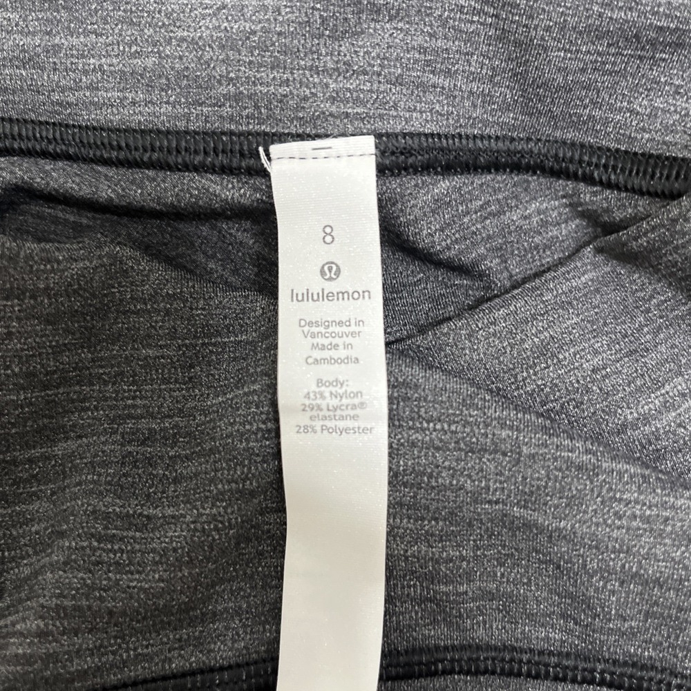 EUC Lululemon Wunder Under Crop High-Rise Heathered Black 21" Yoga Sz 8 - Picture 4 of 7